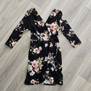 Iris Floral Black Dress